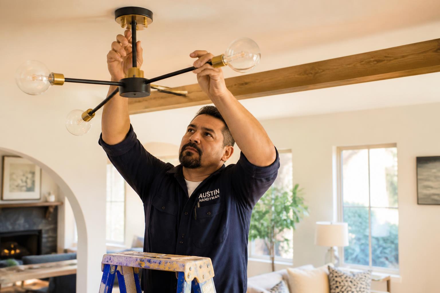 John working on a fixture in an Austin home