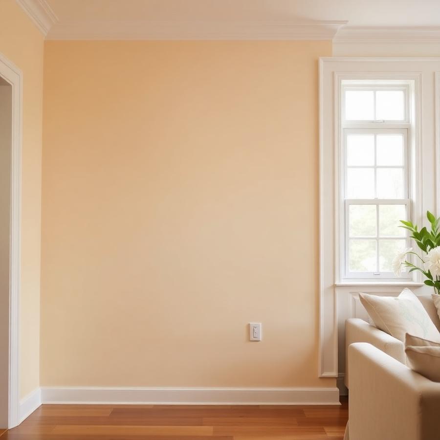 Freshly painted living room wall
