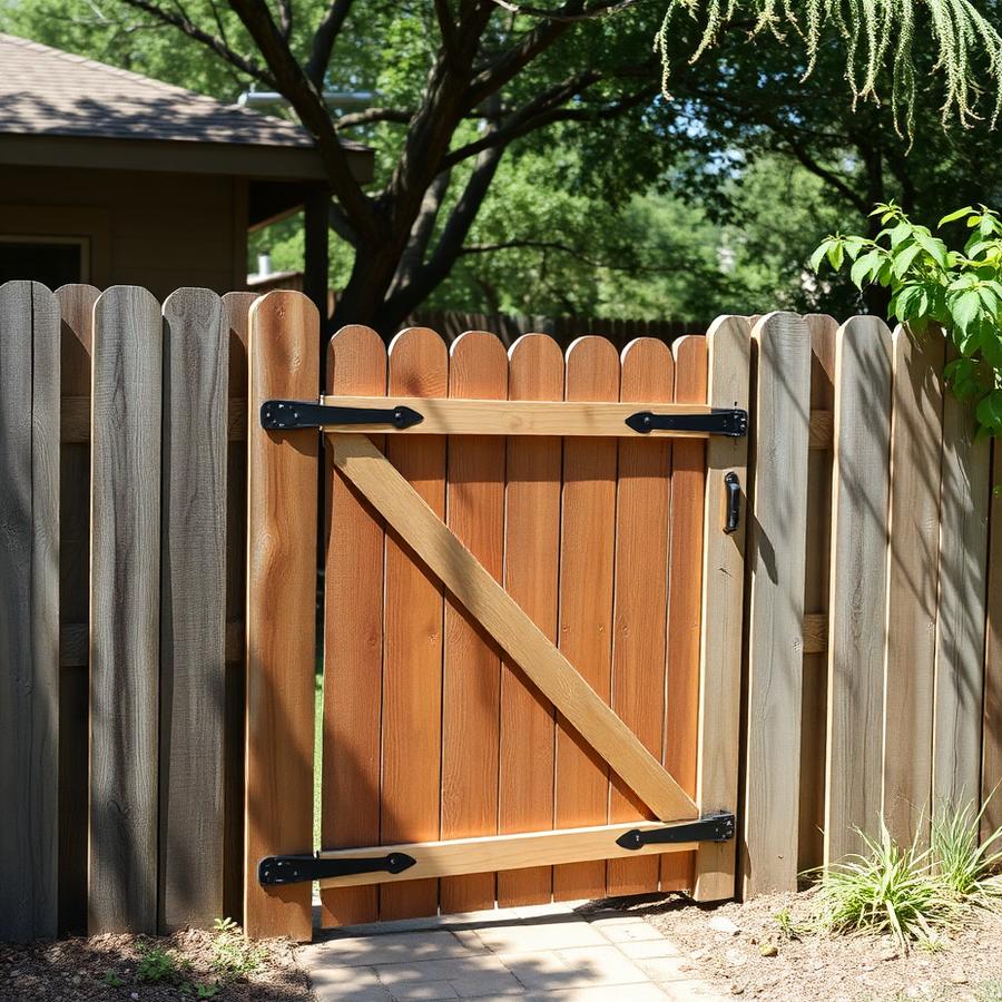 Repaired backyard fence gate