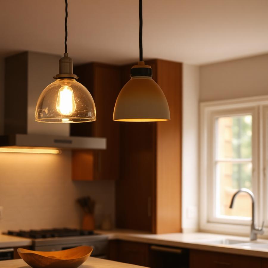 Installed kitchen pendant lights